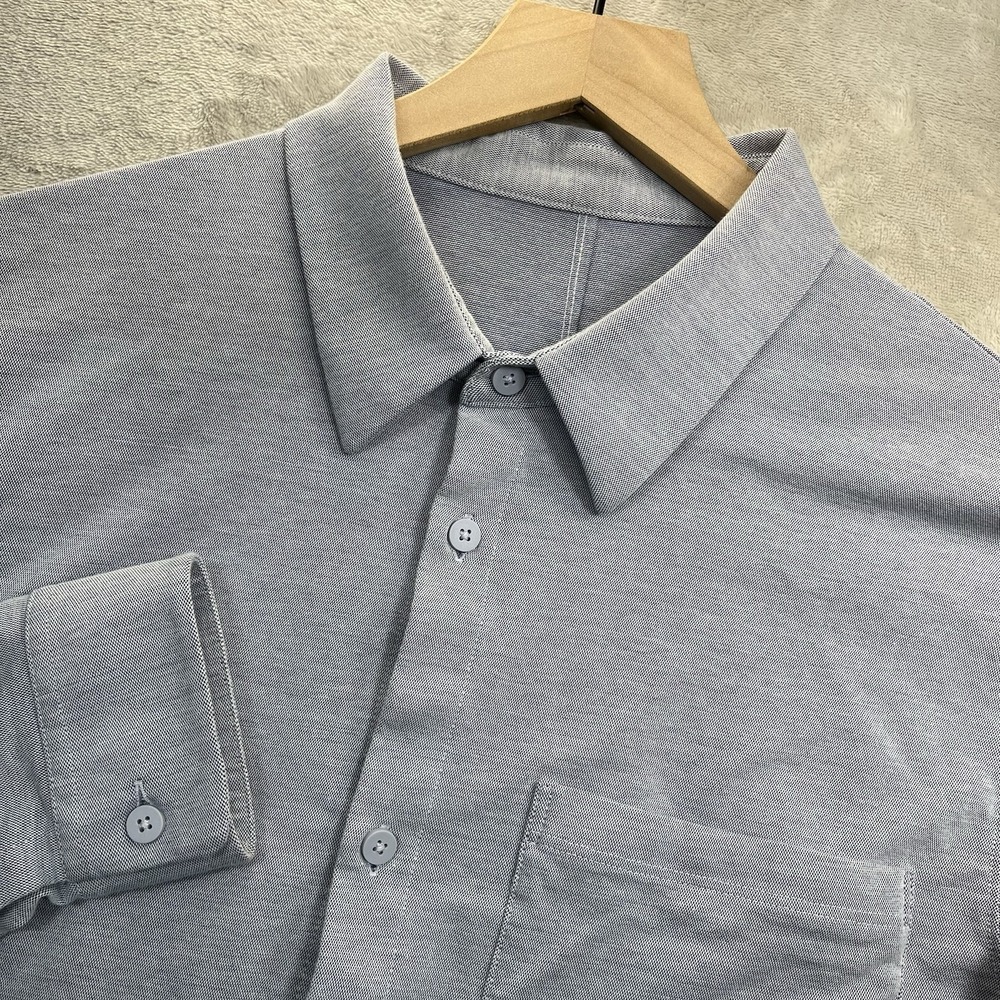 Lululemon Shirt Mens XL Blue Commission Button Long Sleeve Vented Zip Pocket